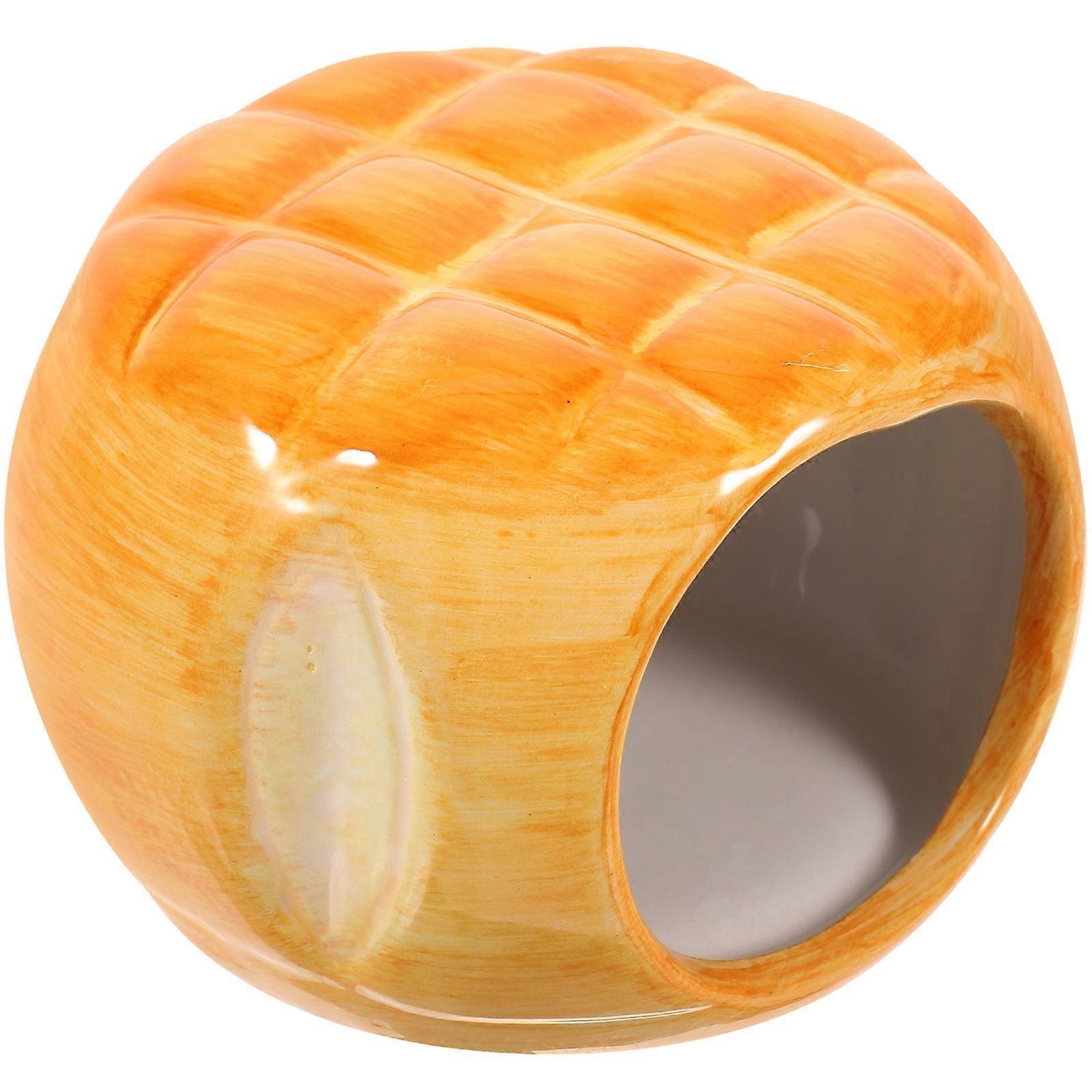 Ceramic Hamster Nest 4Pcs Cooling Burger Shape Hideout For Hamsters And Hedgehogs Indoor Cage 7.5x7x6Cm