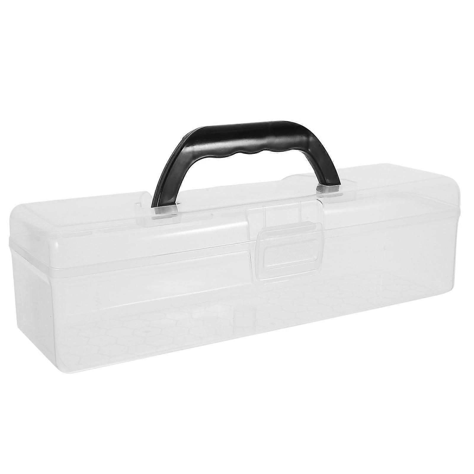 Transparent Plastic Pencil Case For Hobbyists Storing Paint Brushes Convenient Handle 3Pcs Versatile Storage