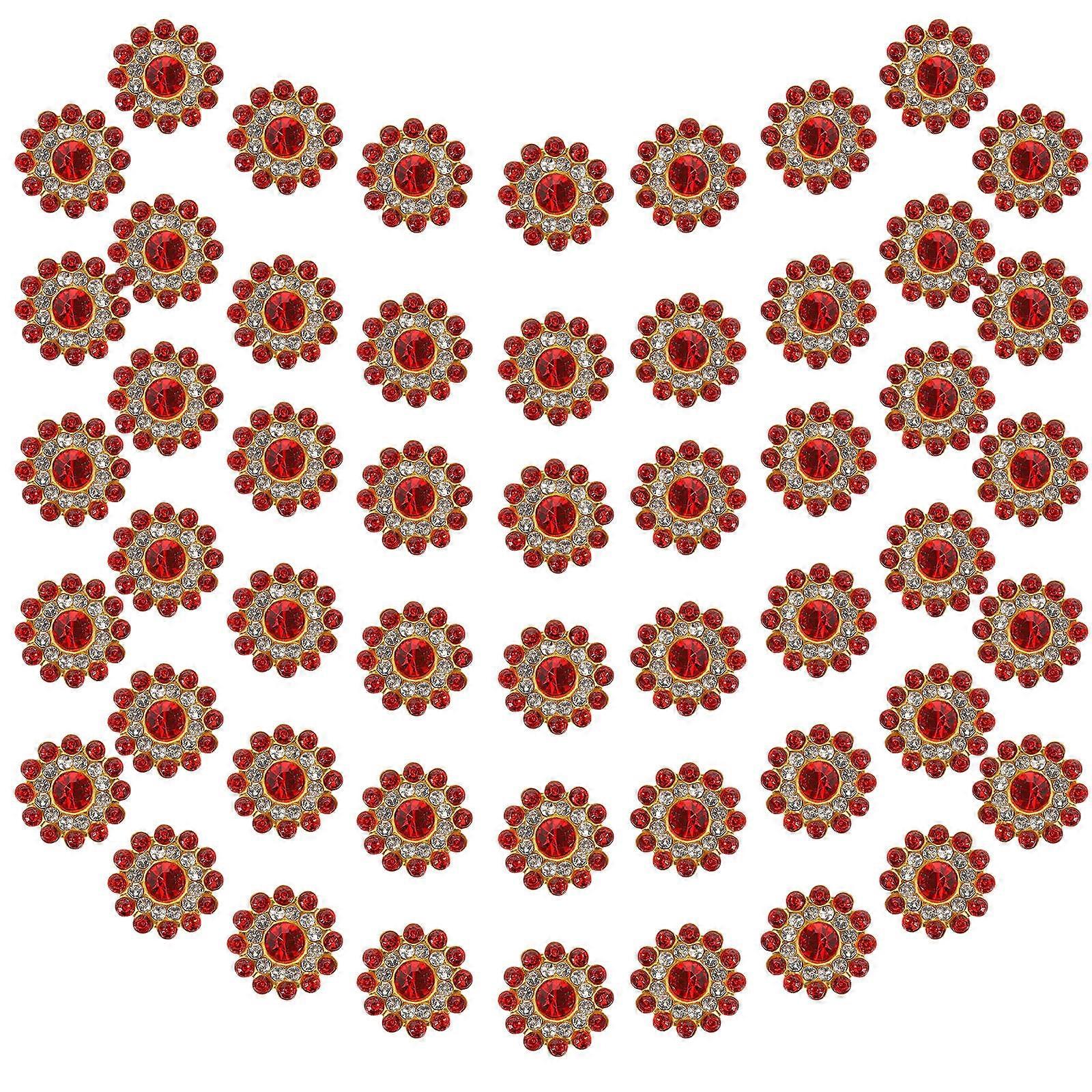 Flatback Rhinestone Decoration 4Pcs Beautiful Shiny Embellishments For Women's Craft Projects Red