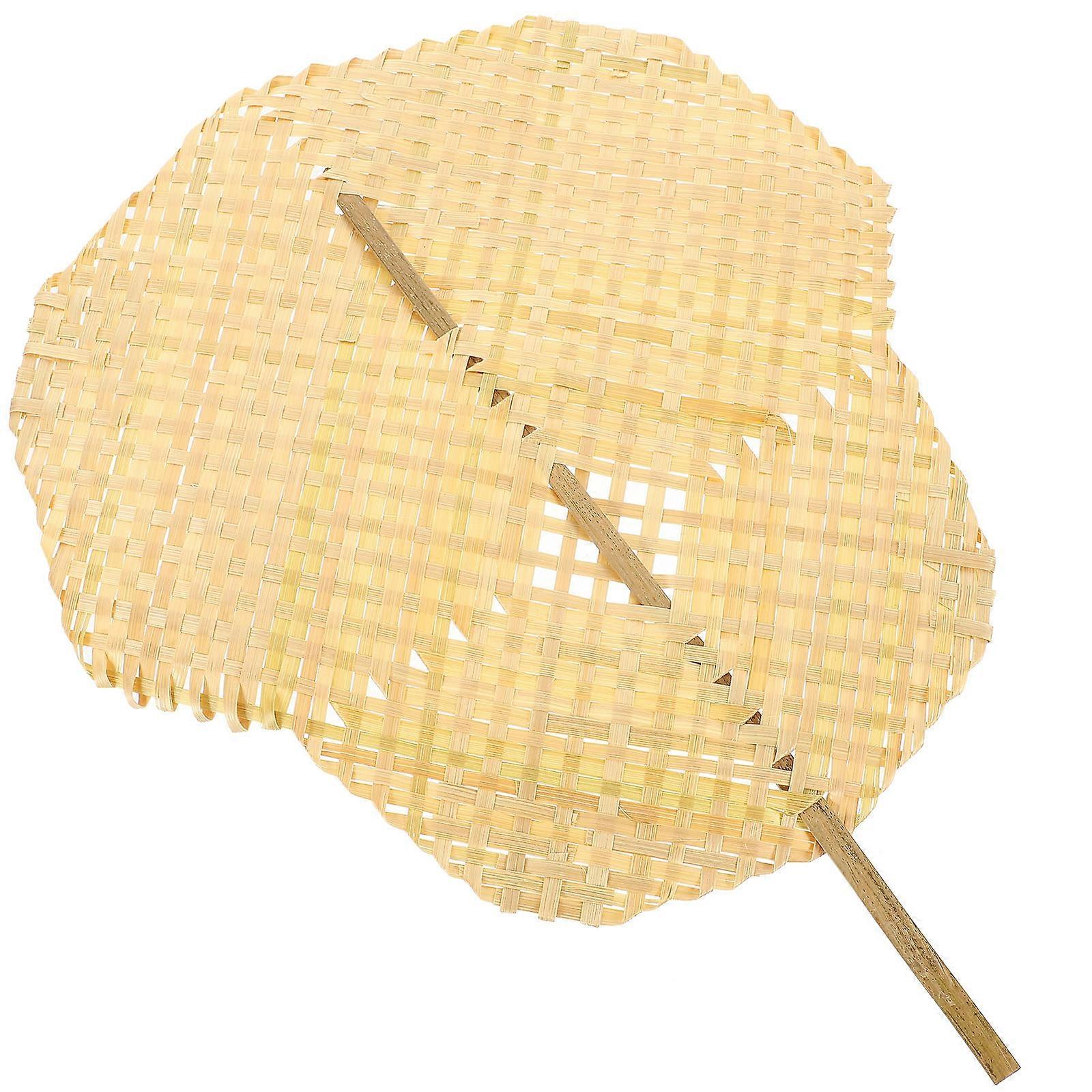Bamboo Fan Home Decoration with Handheld Fan Function 2Pcs Set