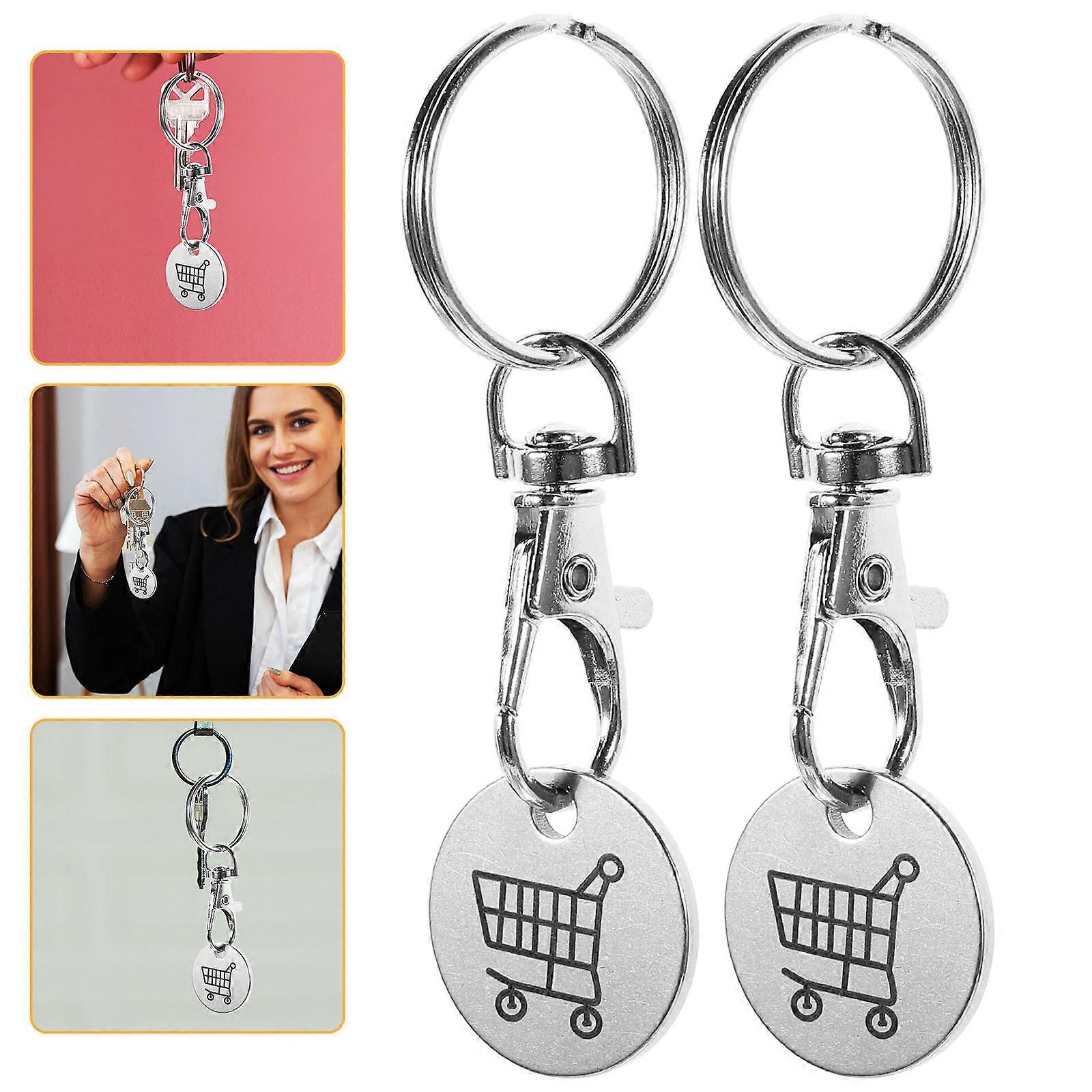 Shopping Trolley Token Keychain Trolley Tokens for Decoration 12Pcs Silver