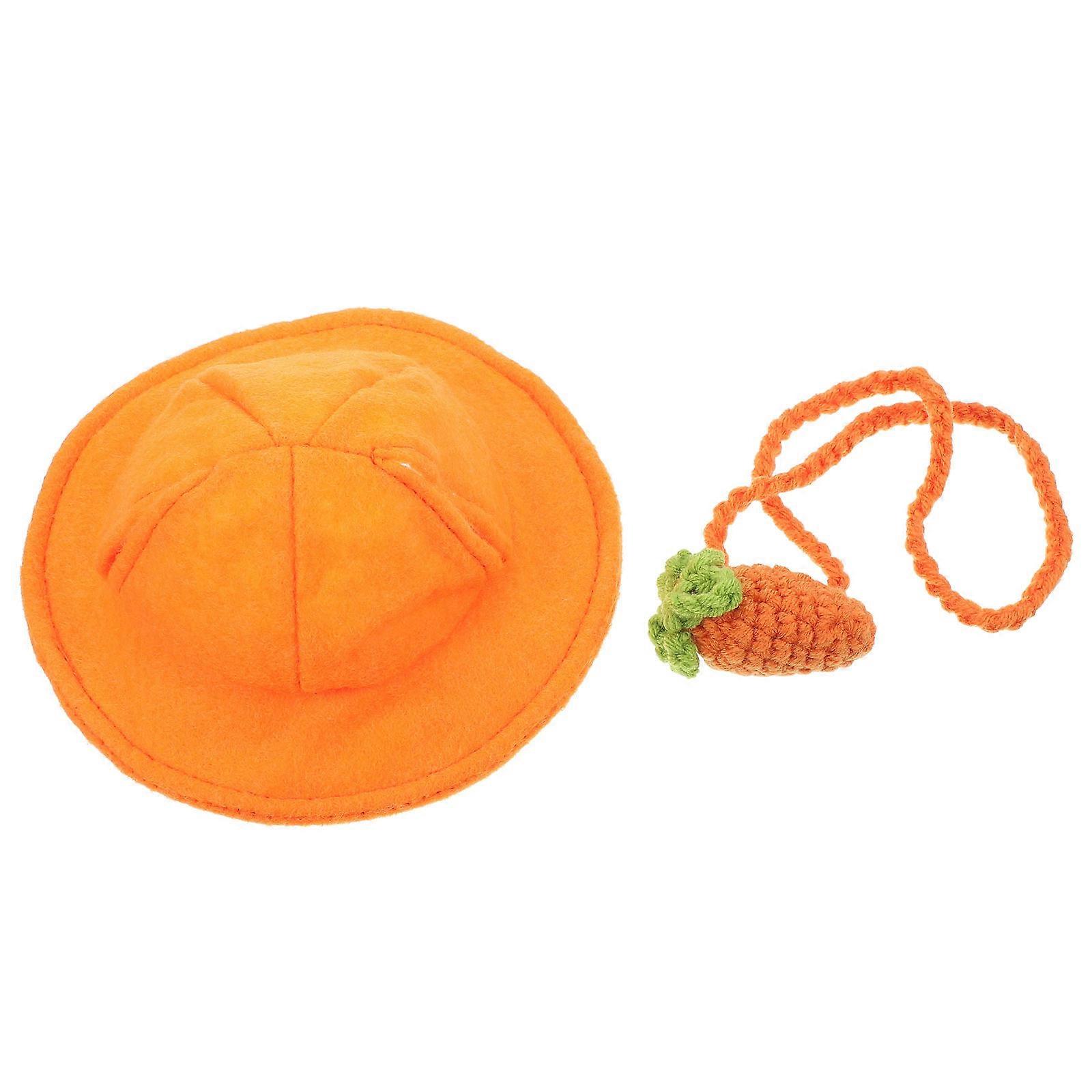 Bunny Hat Pet Costume Caps with 2Sets for Rabbit Use Orange Color