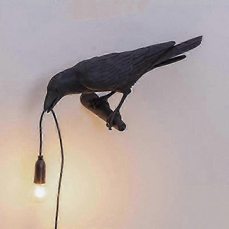 Modern Italian Wall Lamp with Bird Design Resin Light for Multipurpose Use Black and White