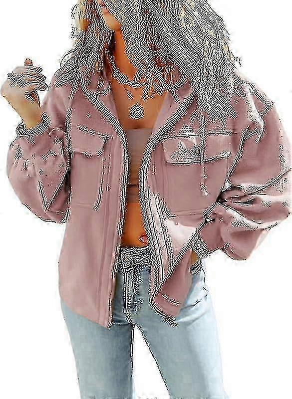 Women's Fall Jacket Casual Zip Up Drawstring Hooded Jackets For Women With Pockets