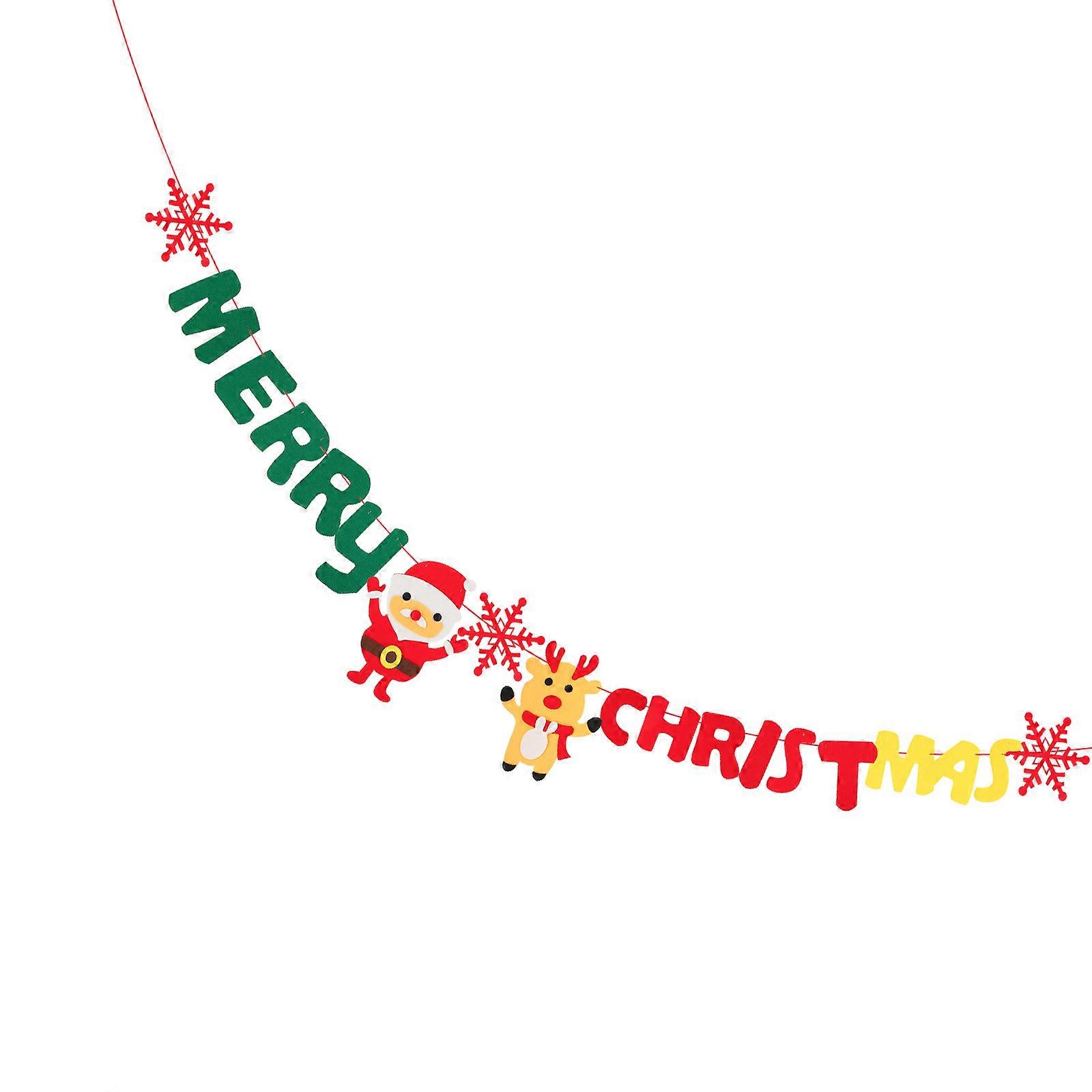 Felt Xmas Banner Xmas Party Hanging Streamer for Decor 2Pcs Assorted Color