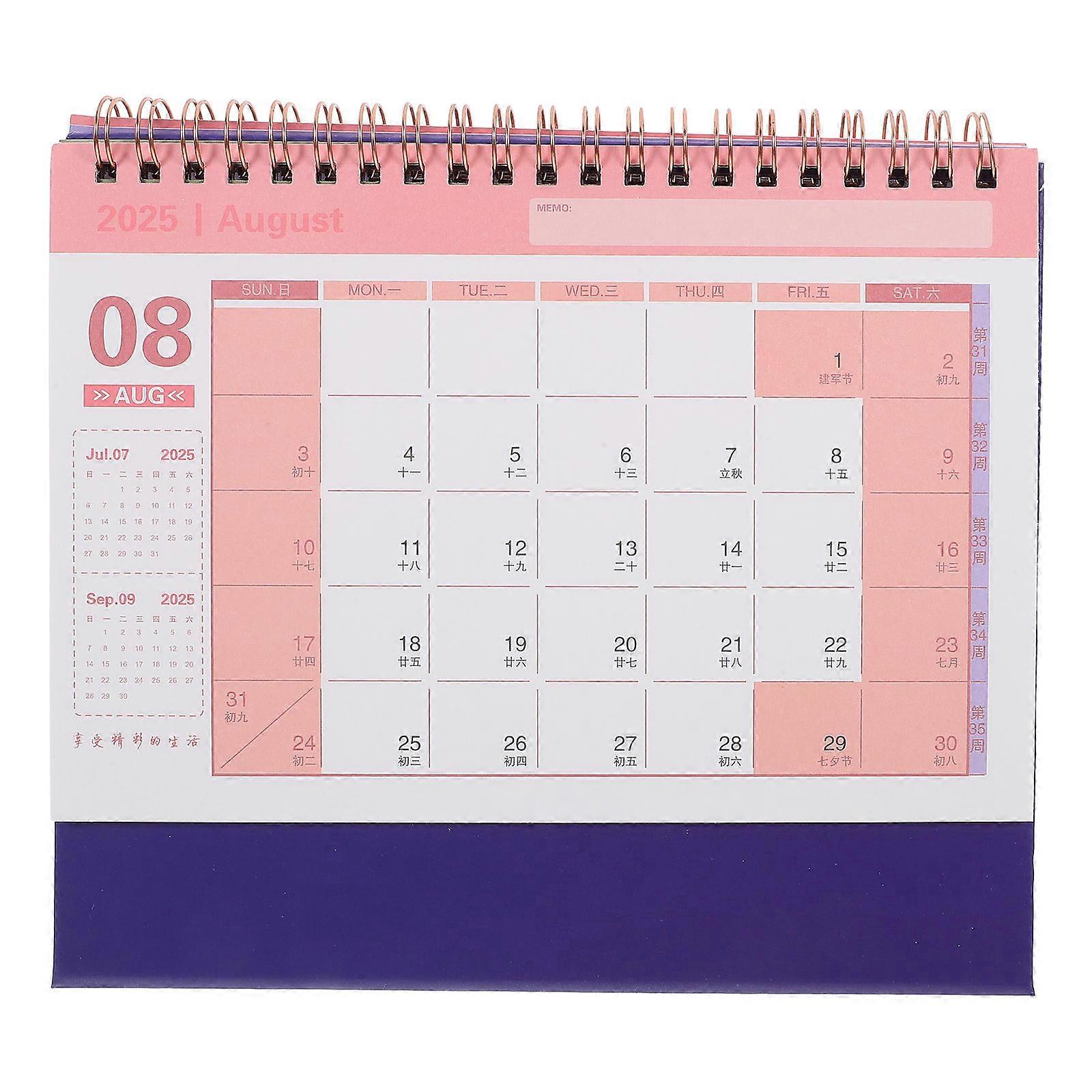 Rectangular Standing Flip Calendar For Desk 2025 Memo Decoration For Home And Office 2Pcs