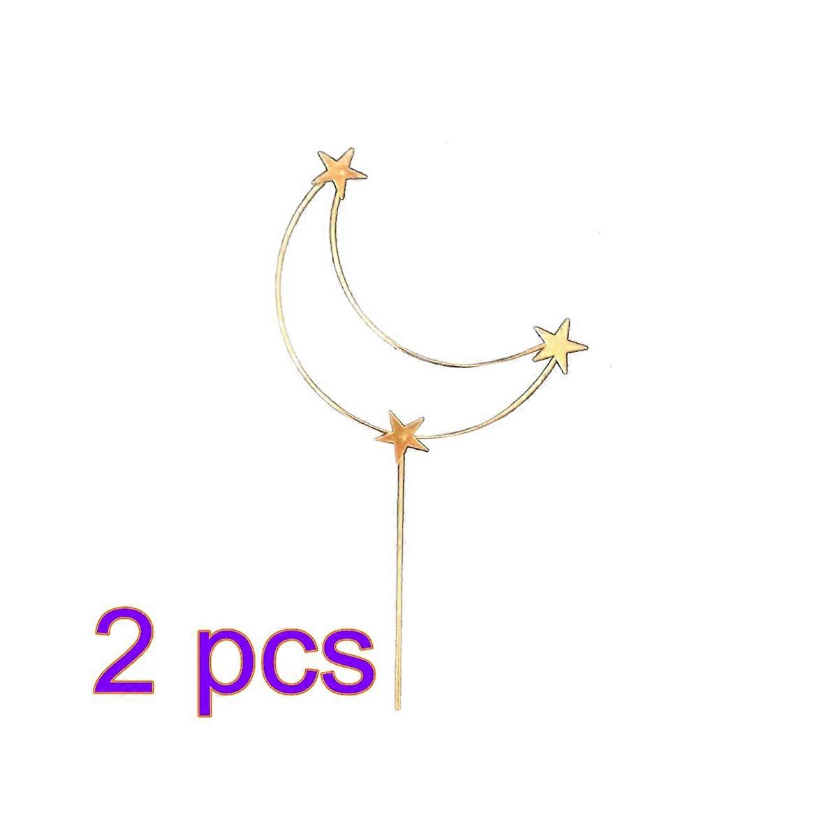 Cake Decoration Picks Moon Shape Creative Iron Art Topper 2Pcs