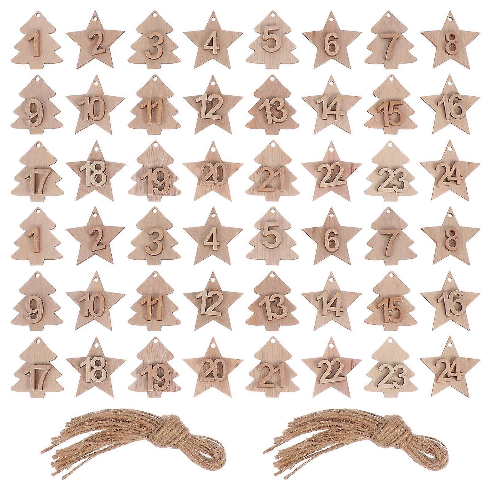 DIY Pendants with Hanging Ropes for Decoration Use 6Sets Wooden Calendar