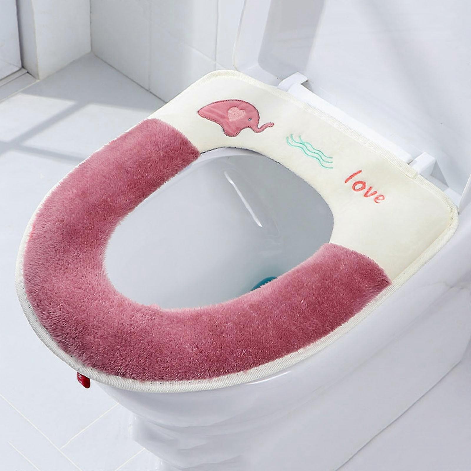 Ljstore Thicker Soft Toilet Seat Cover Pads, Washable Stretchable Comfortable Toilet Lid Cushion Compatible with Standard Toilets