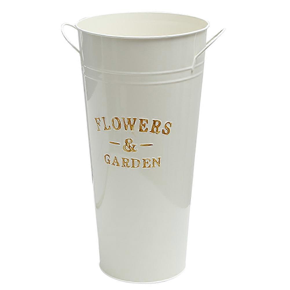 Iron Flower Pot 1Pcs Beige Versatile Placement for Flower Use