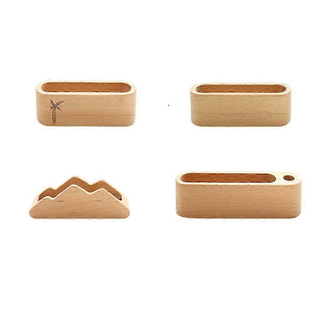 Wood Desktop Organizer For Home Use Mountain Shape Khaki 12*3*4.8 Cm Ideal For ID Card Storage 1Pack