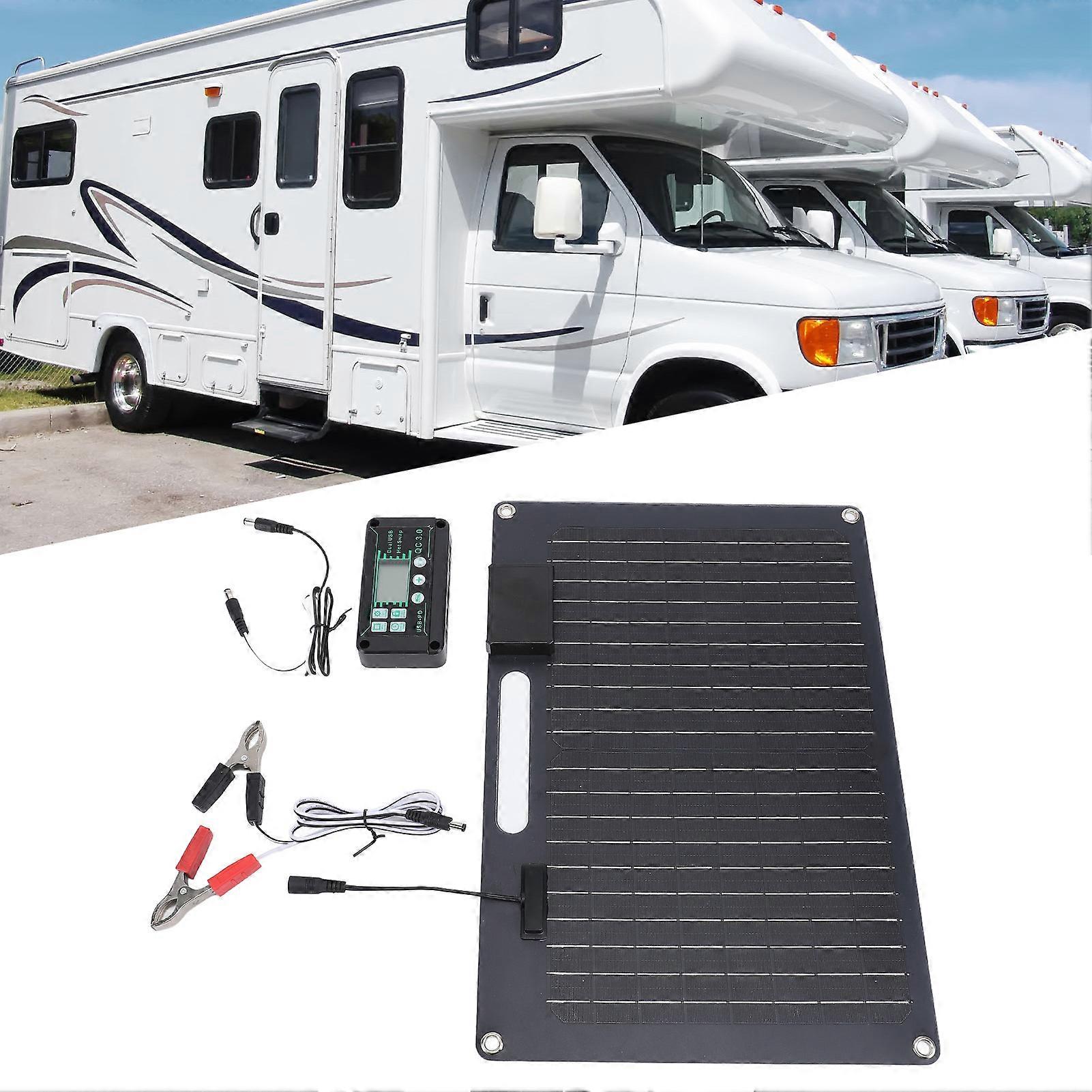 100W Solar Panel Kit with 100A Controller 41x28cm Black 12V/24V