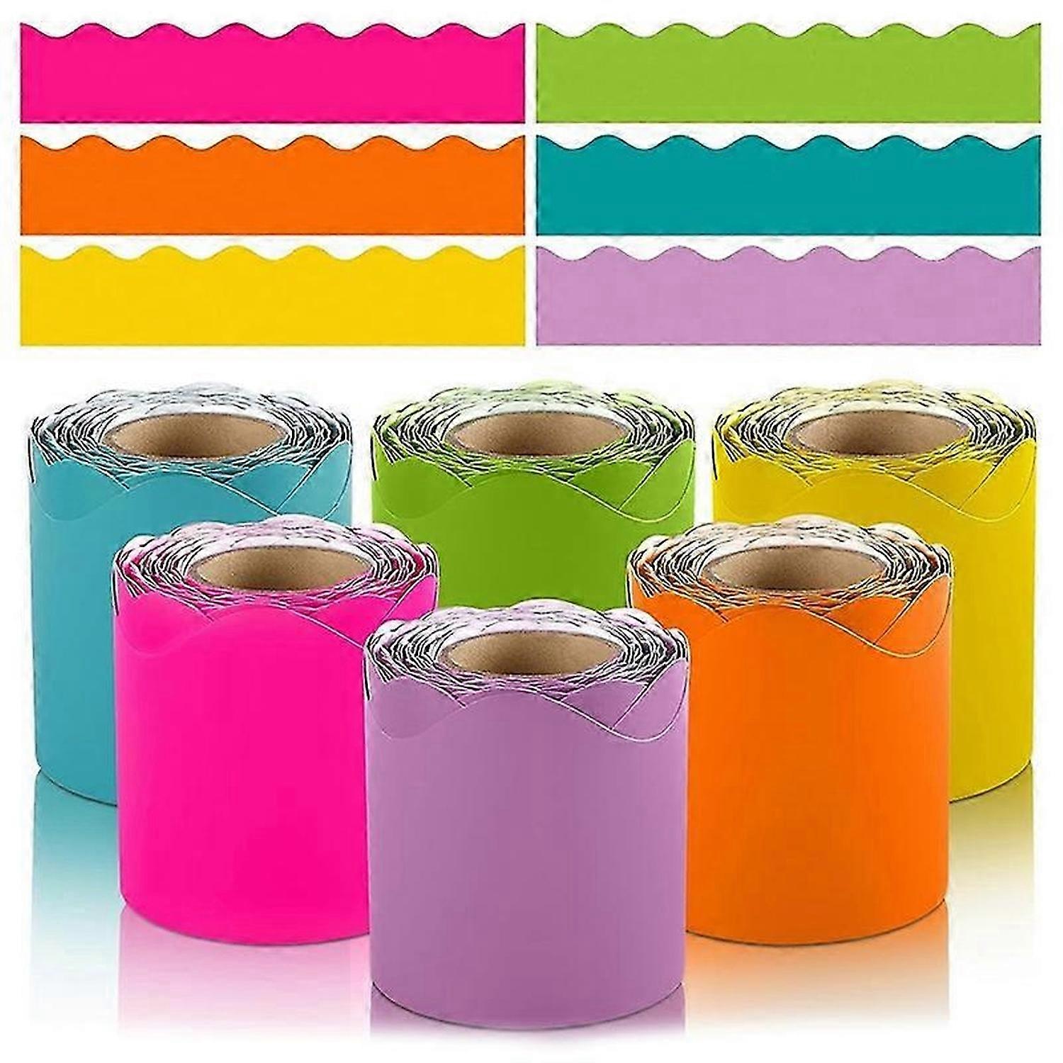 6 Rolls 198 Ft Bulletin Board Borders for Classroom, Paper Roll Scalloped Borders,for Classroom Deco