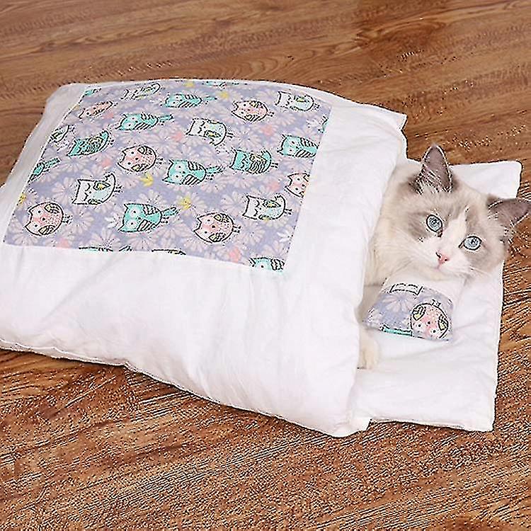 Bird Cage Bird Baths Closed Removable And Washable Cat Litter Sleeping Bag Winter Warm Dog Kennel Size: L Purple Owl