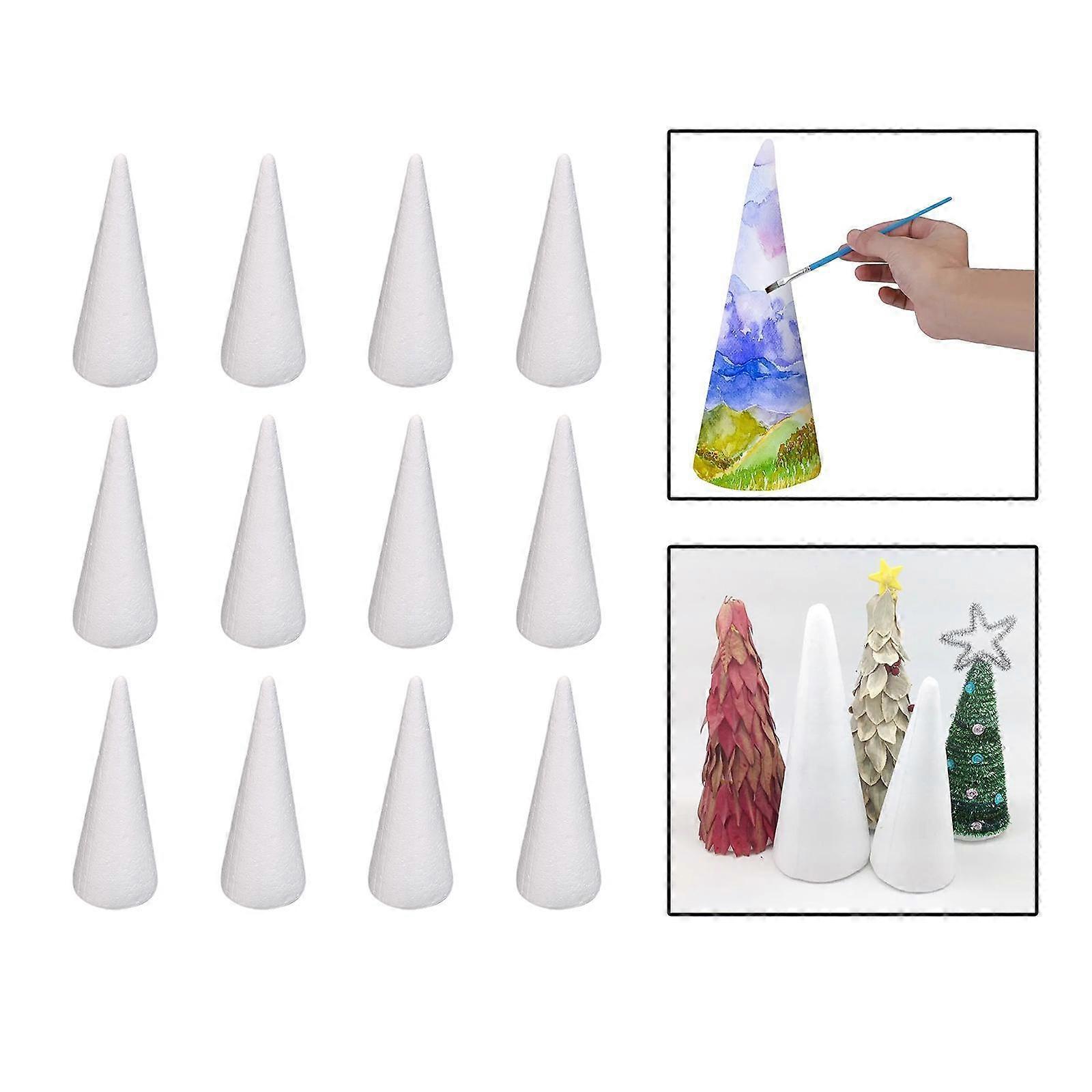 12 Pieces Foam Cones for Crafts Christmas Tree Project Handmade Polystyrene