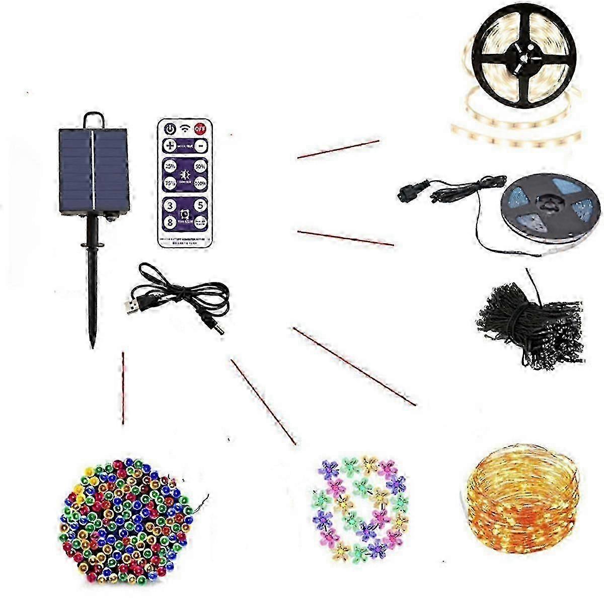 1200mAh Solar Panel Control Box Kits Lithium Battery Panel for 3.7V 24V LED String Strip Lamp DC Charging