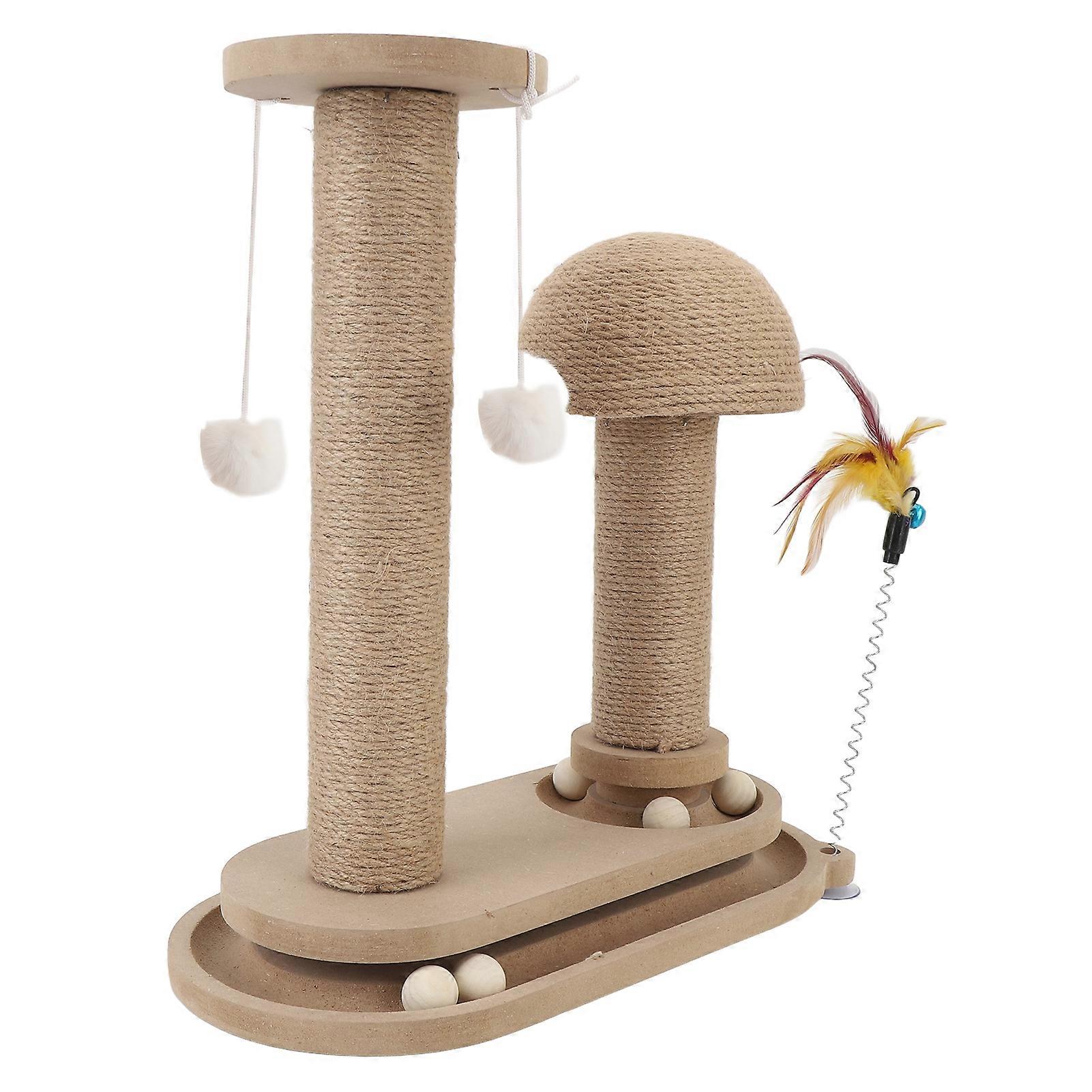 Cat Scratching Post Stable Structure Density Board Interactive Turntable Design Cat Scratcher with Ball Toy for Indoor 