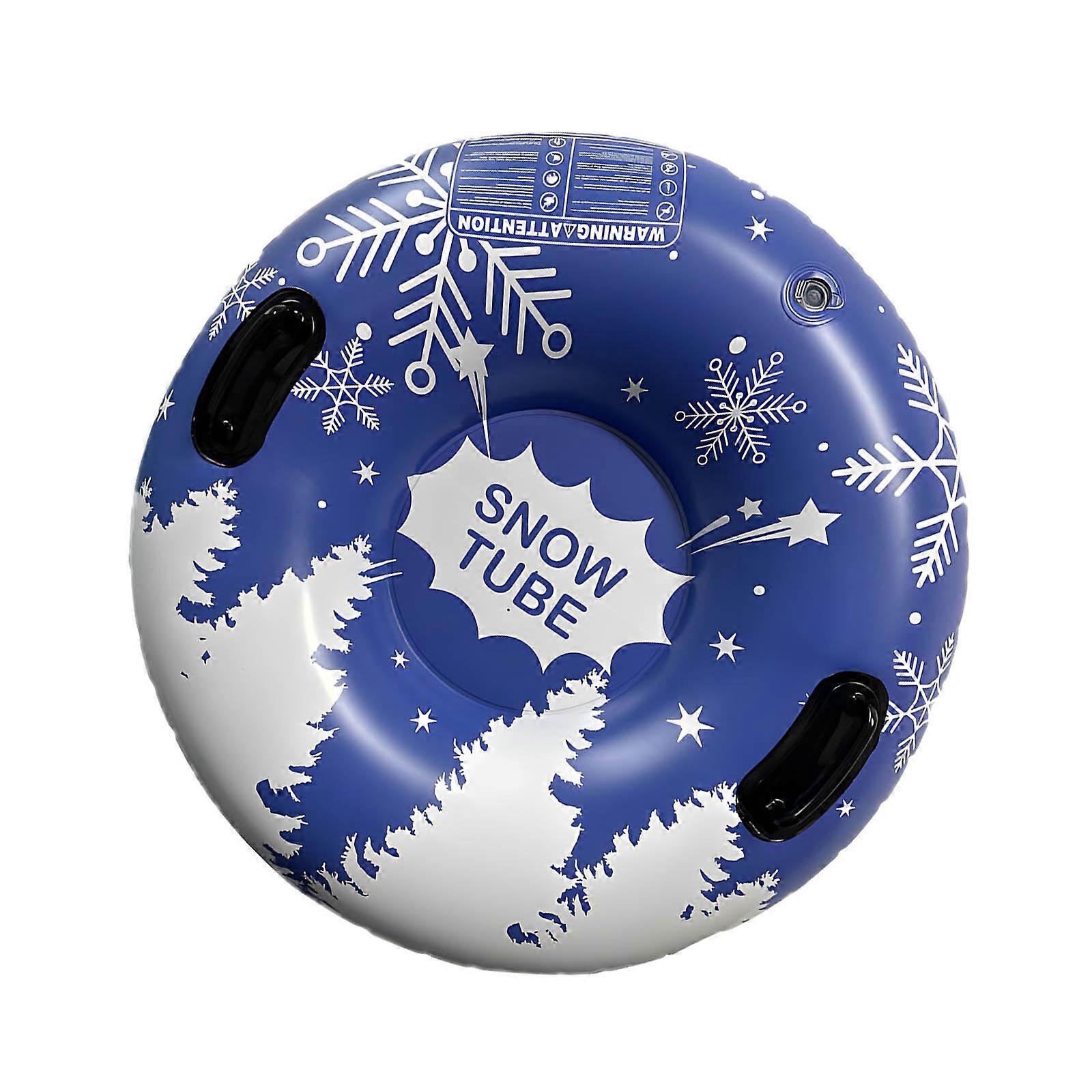 Inflatable Snow Tube with Handles Folding Snow Sled Winter Snow Sledding Toy Thicken Skiing Tubing for Outdoor Sledding Multicolor