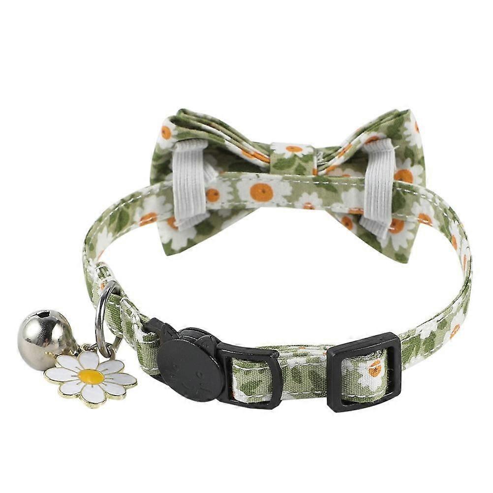 Bowtie Cat Collar with Bell Classic Floral Kitten Collars with Removable Bow Tie Adjustable Collar for Kitty Puppy Small Dogs