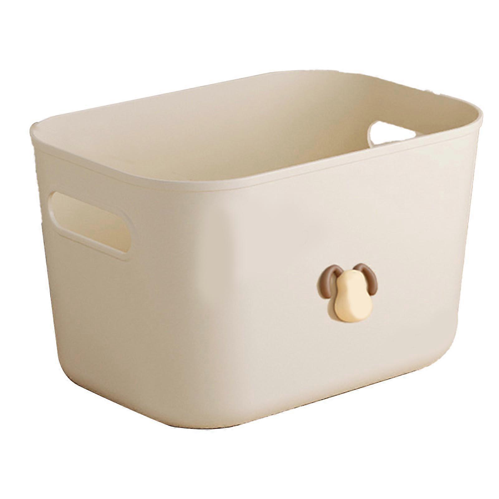 Storage Box Plastic Large Capacity Cream Style with Lid Organizing Bin for Toy Clothes Snacks