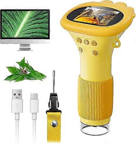Microscope for Kids, 2" IPS Screen 1000X Handheld Digital Microscopes HD Pocket Portable Mini USB Microscope Camera, PC Compatible, Science Edu Fun Bi