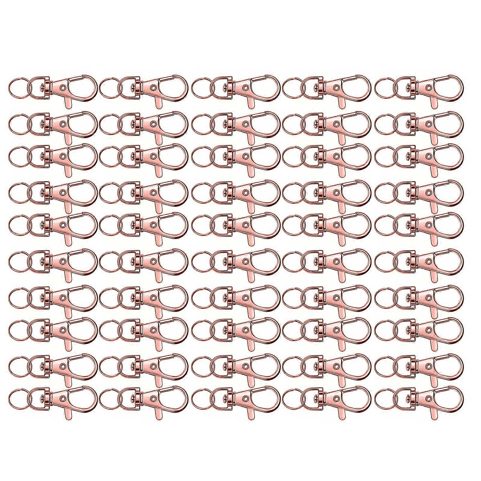 60 Pieces Rotating Metal Lobster Claw Clasp Hook Multipurpose Swivel Key Rings For Handmade Keychain Crafting  Rose Gold
