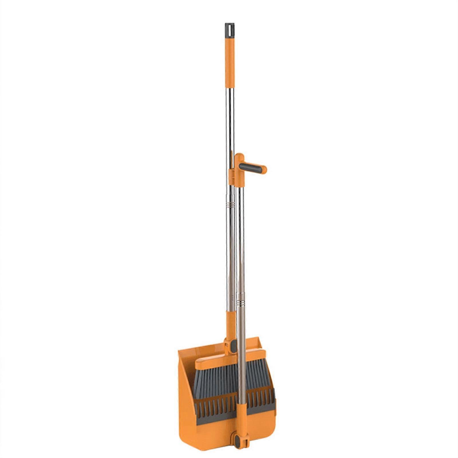 Tahtuvzn Rotatable Broom & Dustpan Set with Scraper, Storage Buckle, Scraping Teeth - Compatible with Indoor Home Cleaning, Great Gift