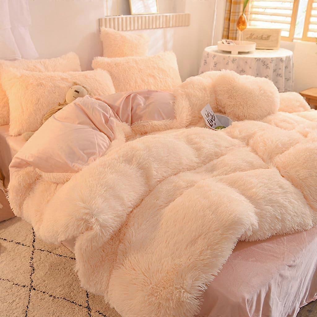 Winter Warm 4Piece Luxury Soft Plush Bedding Set Includes Sheets And Pillowcases, Shams, Quilt, Bedskirt And Coverlet