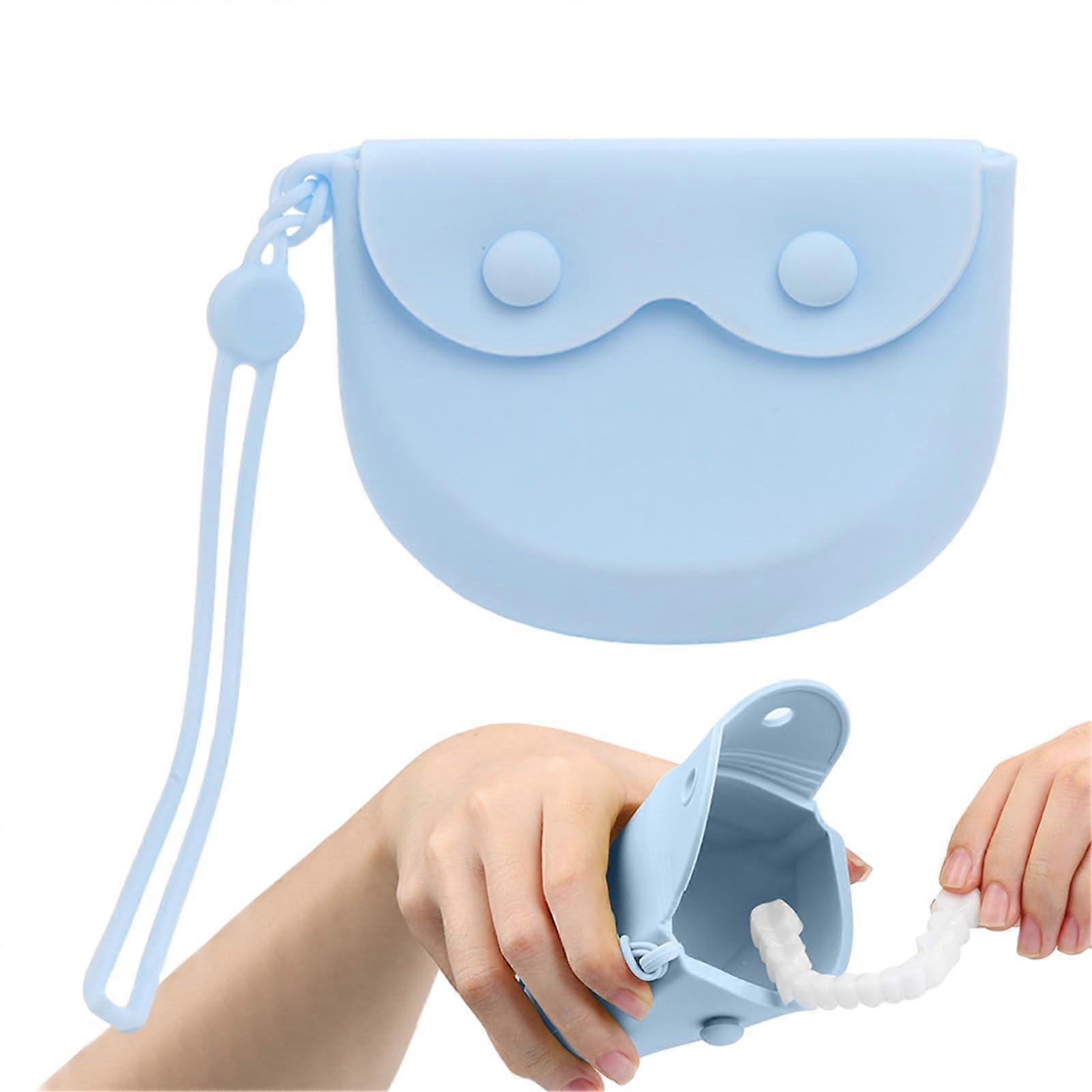 Retainer Storage Box Portable Retainer Holder Blue Denture Container Aligners and Mouth Guards Compatible Case