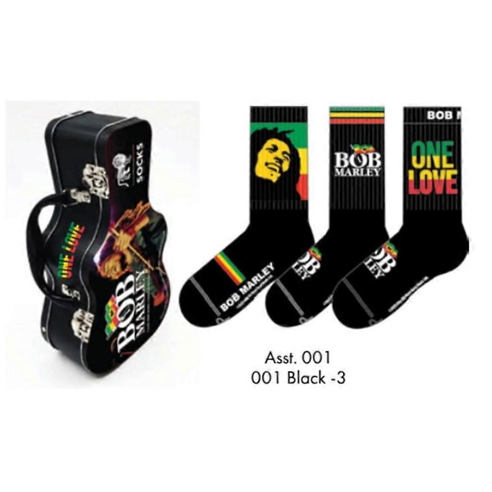 Bob Marley Sock Set 3 Pack In Guitar Shaped Tin