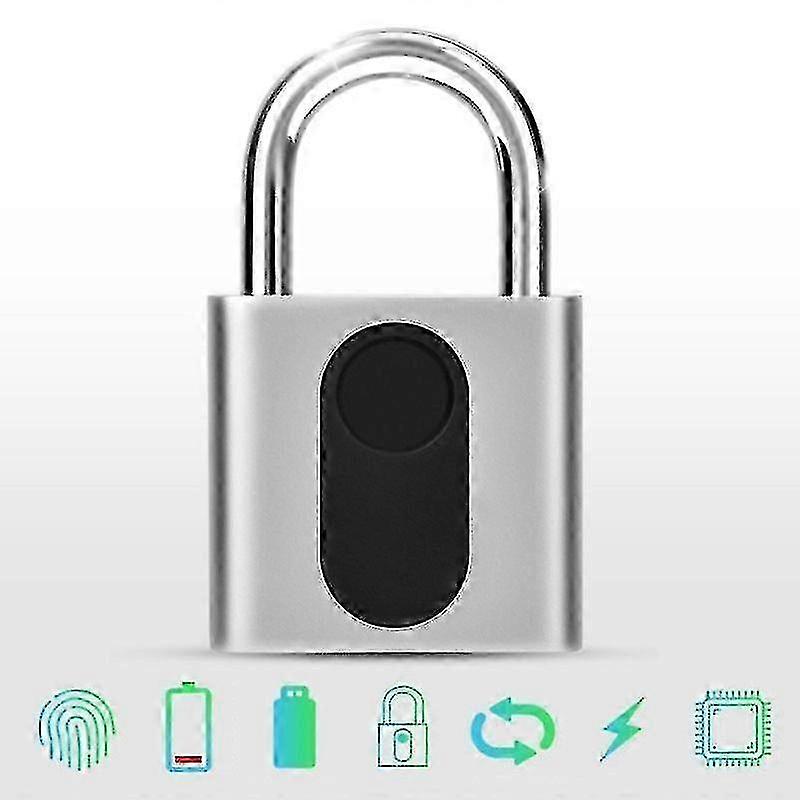 f Waterproof Usb Charging Fingerprint Lock Smart Padlock Door Lock 0.1sec Unlock Portable Anti-theft Fingerprint Lock Zinc