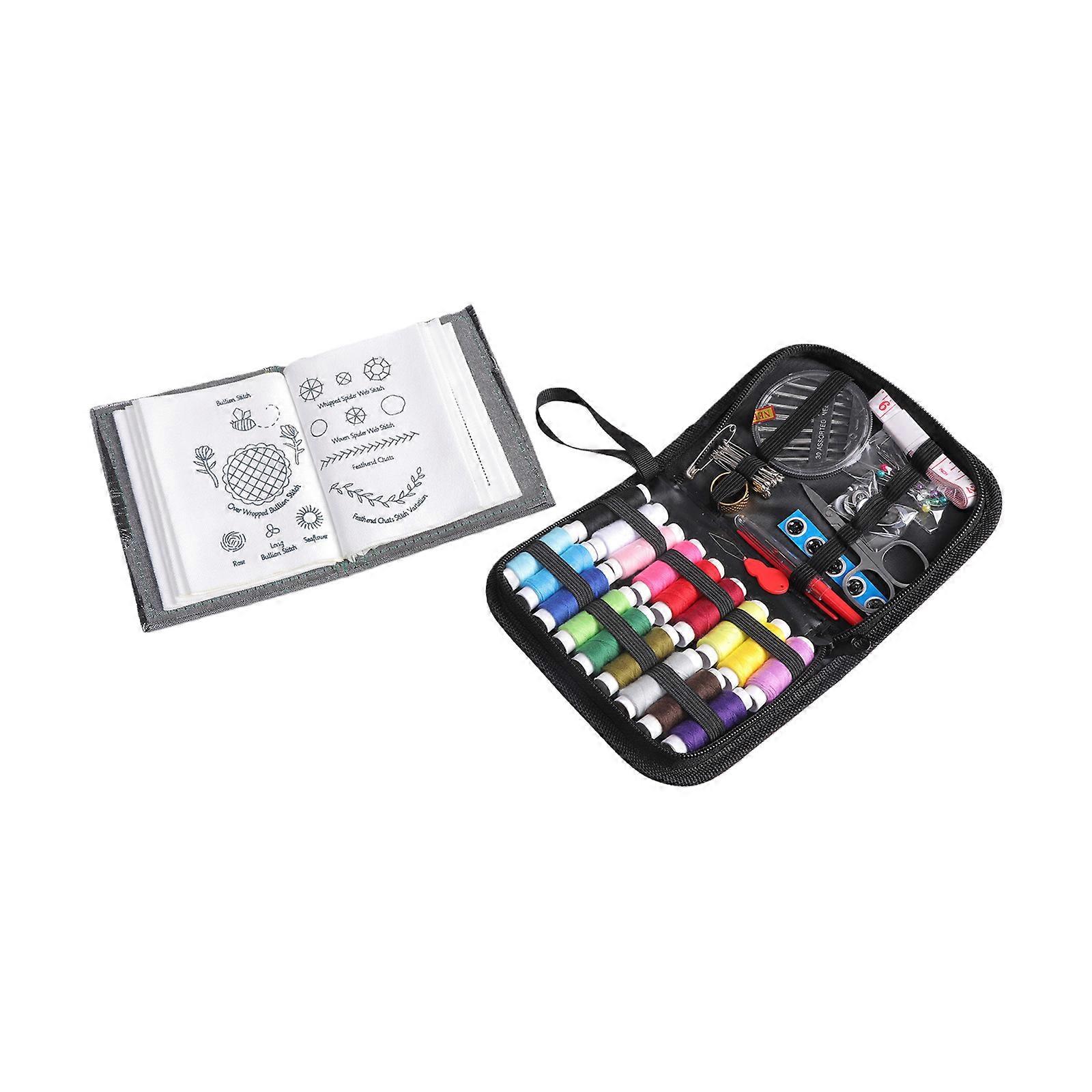 Beginner Hand Stitching Guide Book Includes 18 Thread Reusable Fabric Page and Sewig Supplies For Embroidery Practice Multicolor