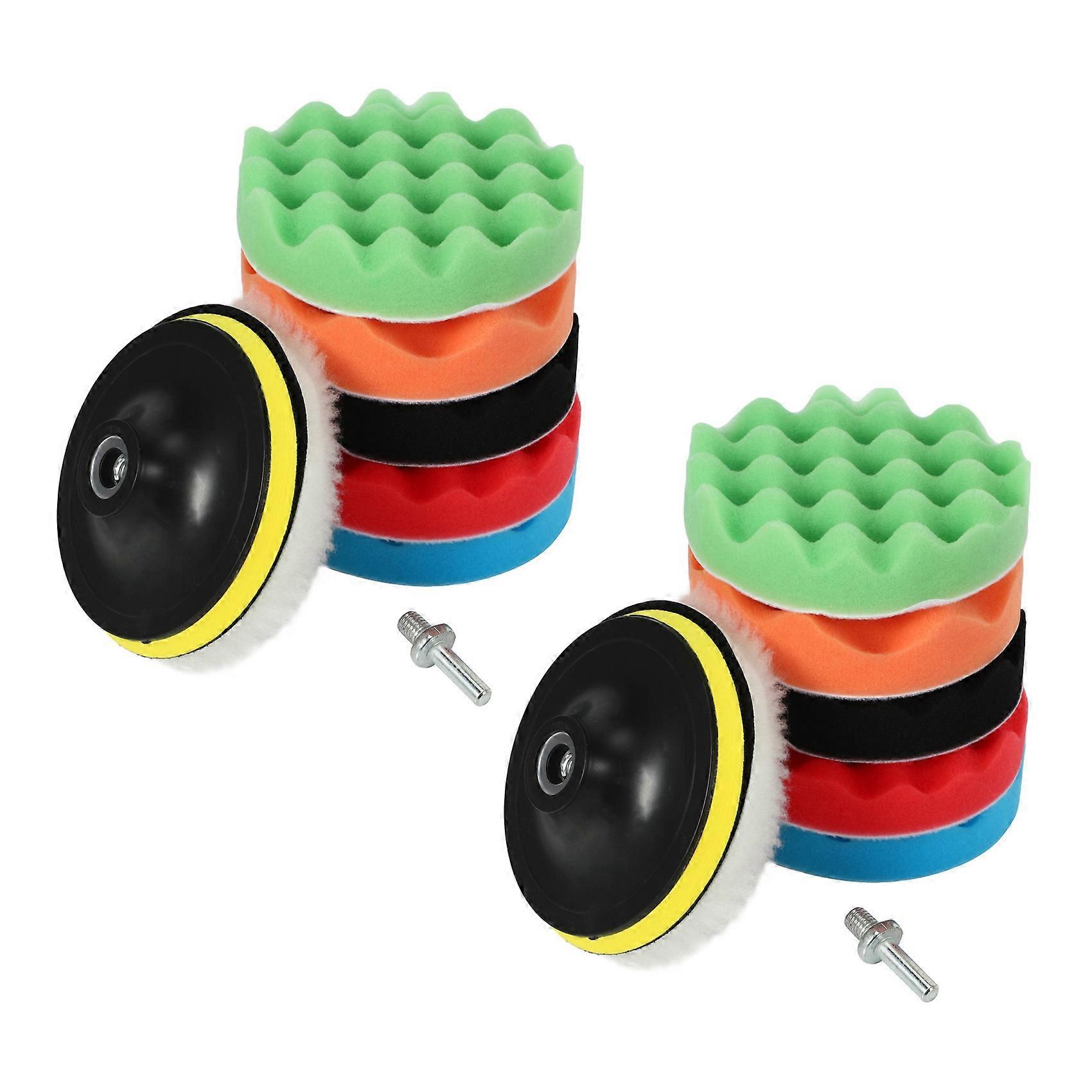 16Pcs/Set Car Sponge Polishing Pad Set 5 Inch Buffing Waxing Pad for Boat Car Polisher Buffer Drill 