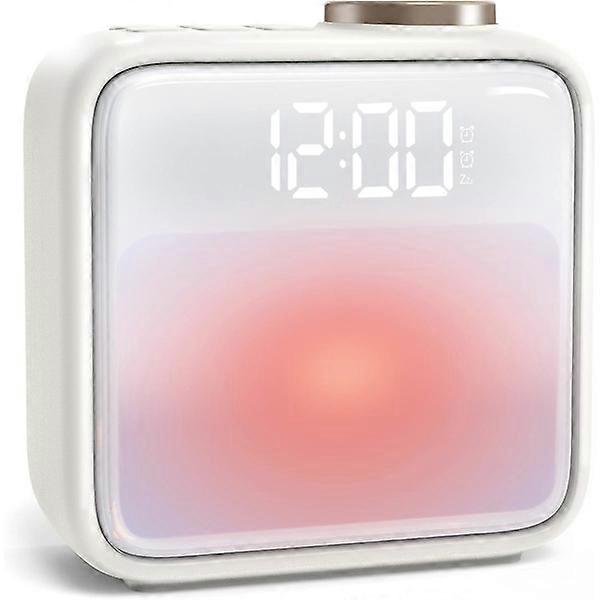 SCSYV Alarm clock with night light, built-in battery, 6 scenes & white noise, dual alarm & snooze, for heavy sleepers
