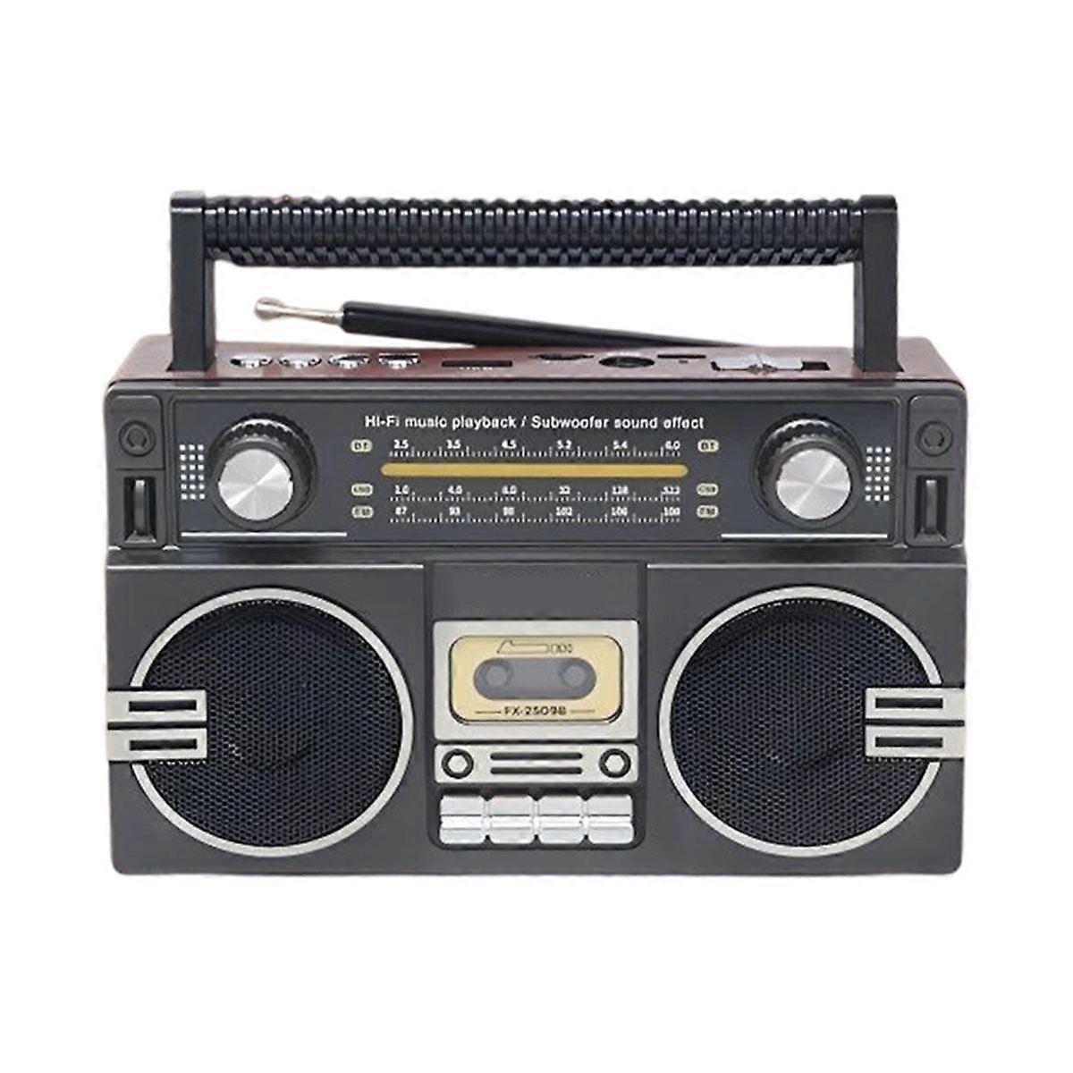 Portable Retro Bluetooth Boom Box Multifunctional Outdoor Stereo Mobile Player Built-in Speakers FM/