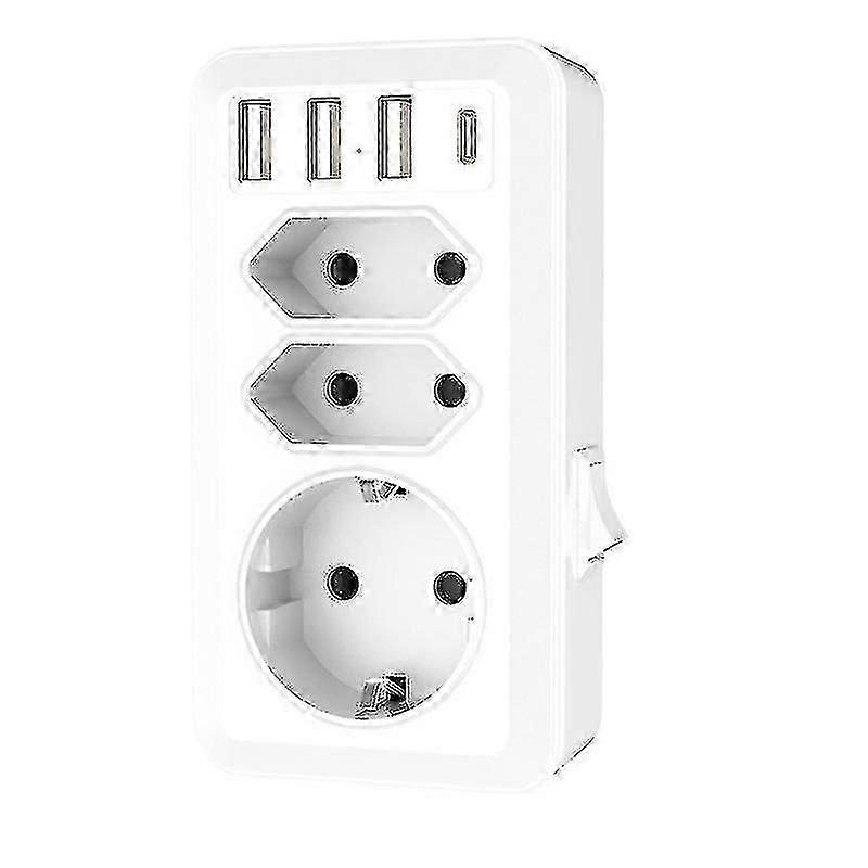 Versatile 7-in-1 USB Socket with 3 USB Ports and Type-C, 3-Way UK Power Strip Adapter for Efficient Charging
