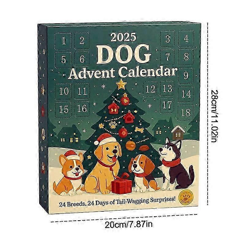 Dog Advent Calendar 2025-24Pcs 2D Festive Breeds Ornaments - Advent Calendar For Pets With Reusable Ornaments, Idea For Dog Love