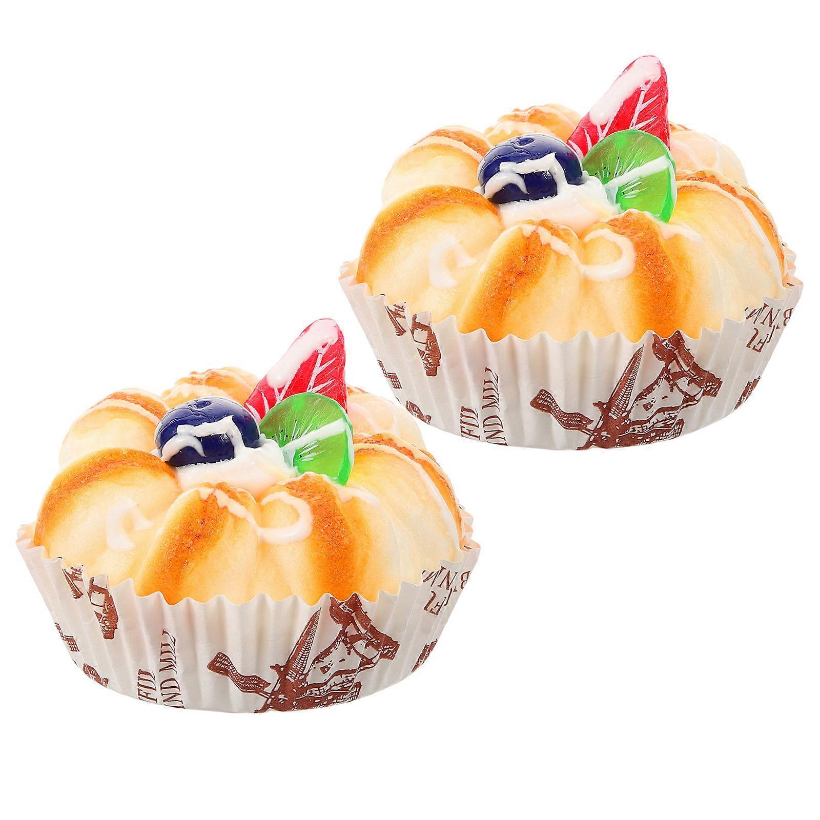 Simulated Cake Model for Decoration 2Pcs Artificial Cake Photo Prop with Multi Colors