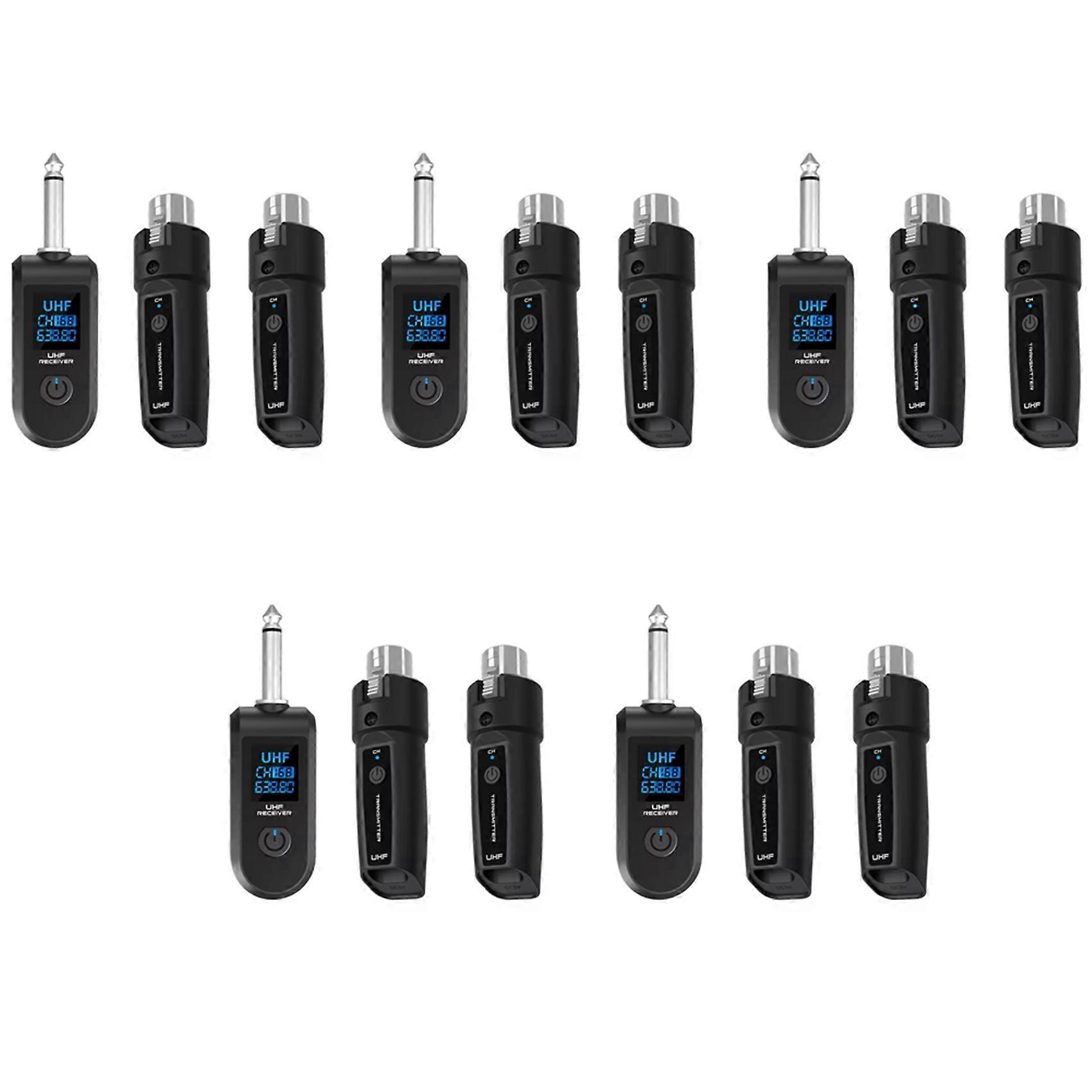 5X UHF XLR Adapter System Wireless Microphone Transmitter Receiver for Dynamic Microphone Guitar Audio Mixer PA System