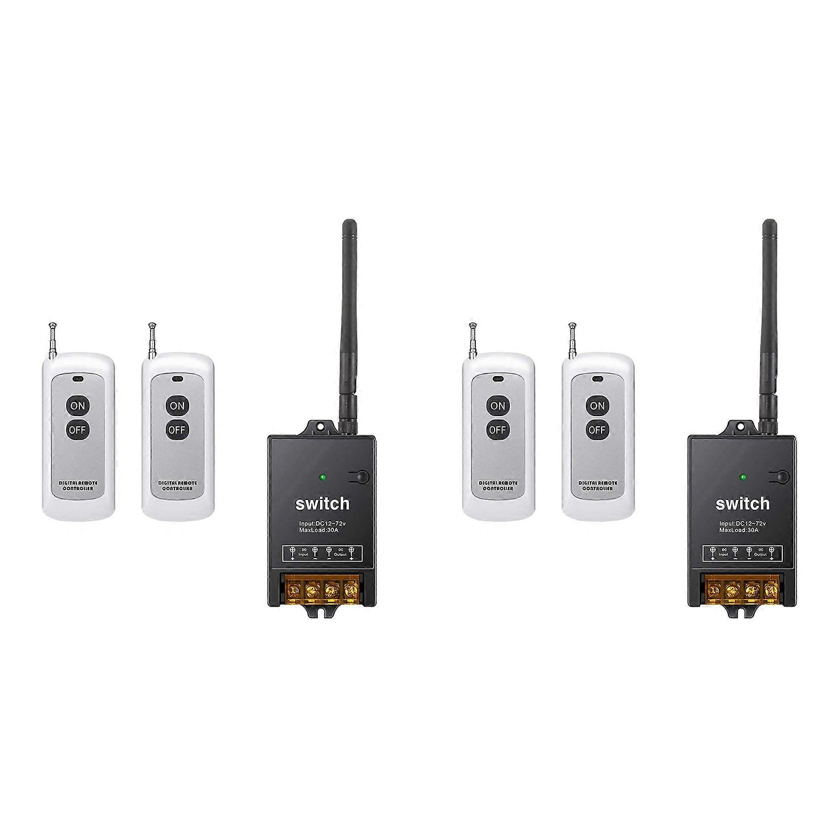 2X Remote Control Switch,DC 12V/24V/48V/72V 40A Relay, Wireless RF Switch with 984FT Long Range Remote Switch