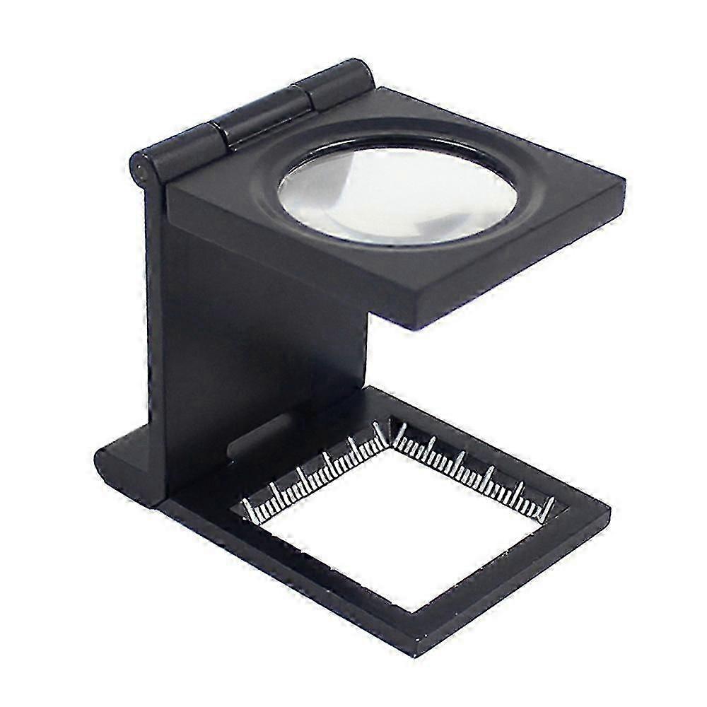 10X 28mm Mini Zinc Alloy Folding Magnifier with Scale for Textile Optical Glass Foldable Magnifying
