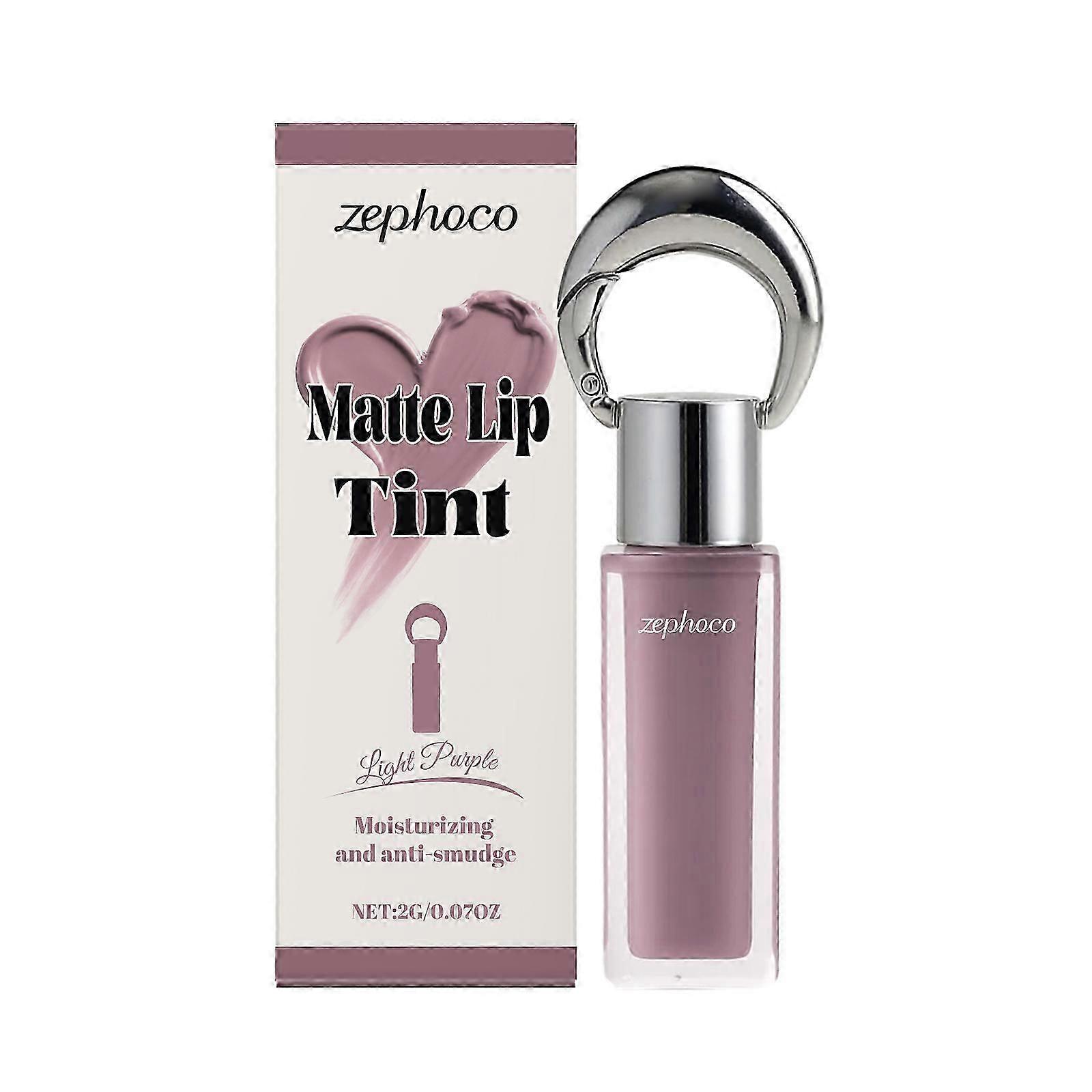 Zephoco Light Purple Matte Smooth Lip Gloss, Air Matte Lip Lipstick, Ambient Color, Light And Long-Lasting Lip Gloss