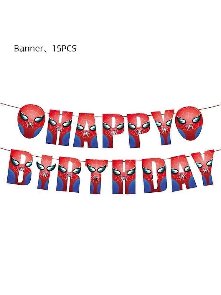 Disney Spider Man themed birthday paper plates cups tissues knives forks spoons party decorations tableware supplies 15PCS letter banner