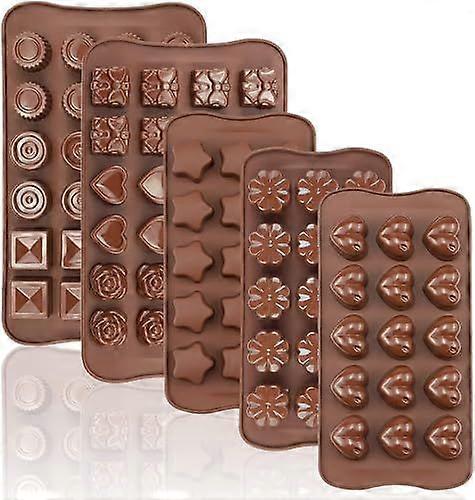 Pack of 5 Silicone Moulds for Chocolate, BPA-Free, Practical and Versatile Chocolate Moulds, Ideal for Sweets, Ice Cubes, Pudding, Dome Mousse