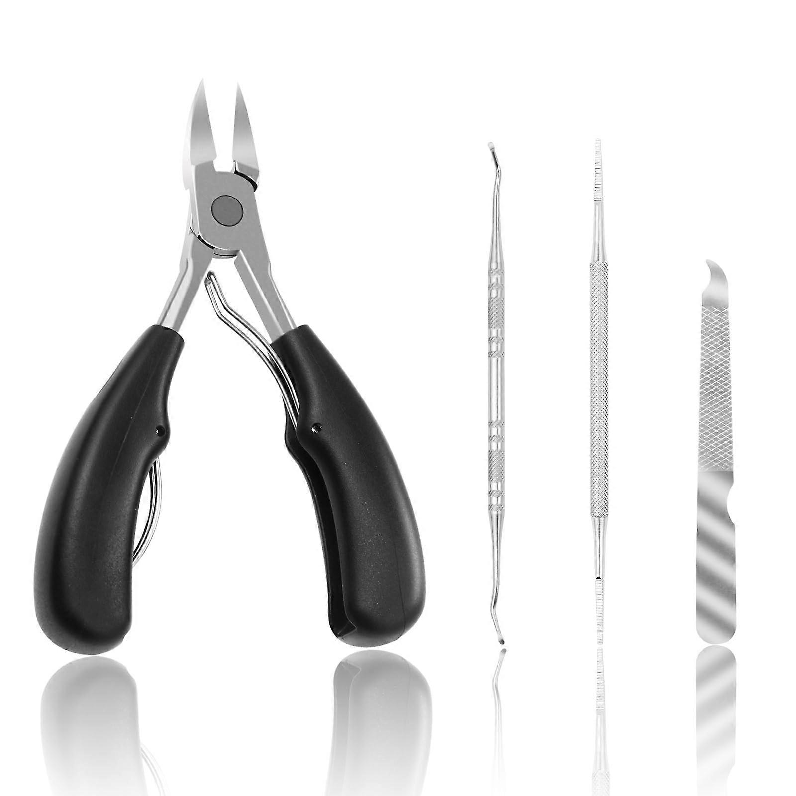 Ingrown Toenail Clippers for Thick Nails with Precision Curved Blade, Ergonomic Grip 4 in 1 Kit