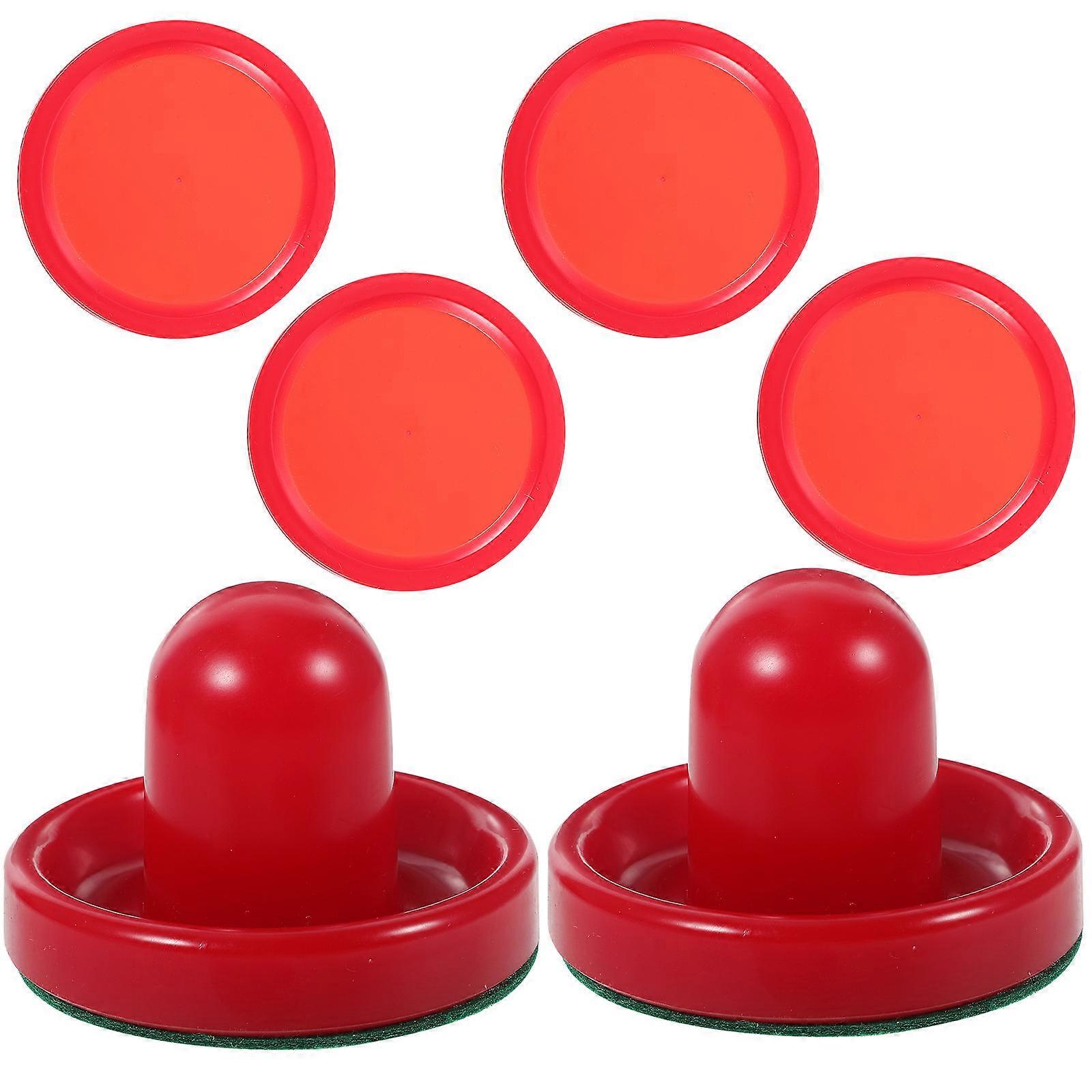 Air Hockey Replacement Pucks and Pushers Set of 8 in Red Plastic for Game Tables Goalies Header Kit
