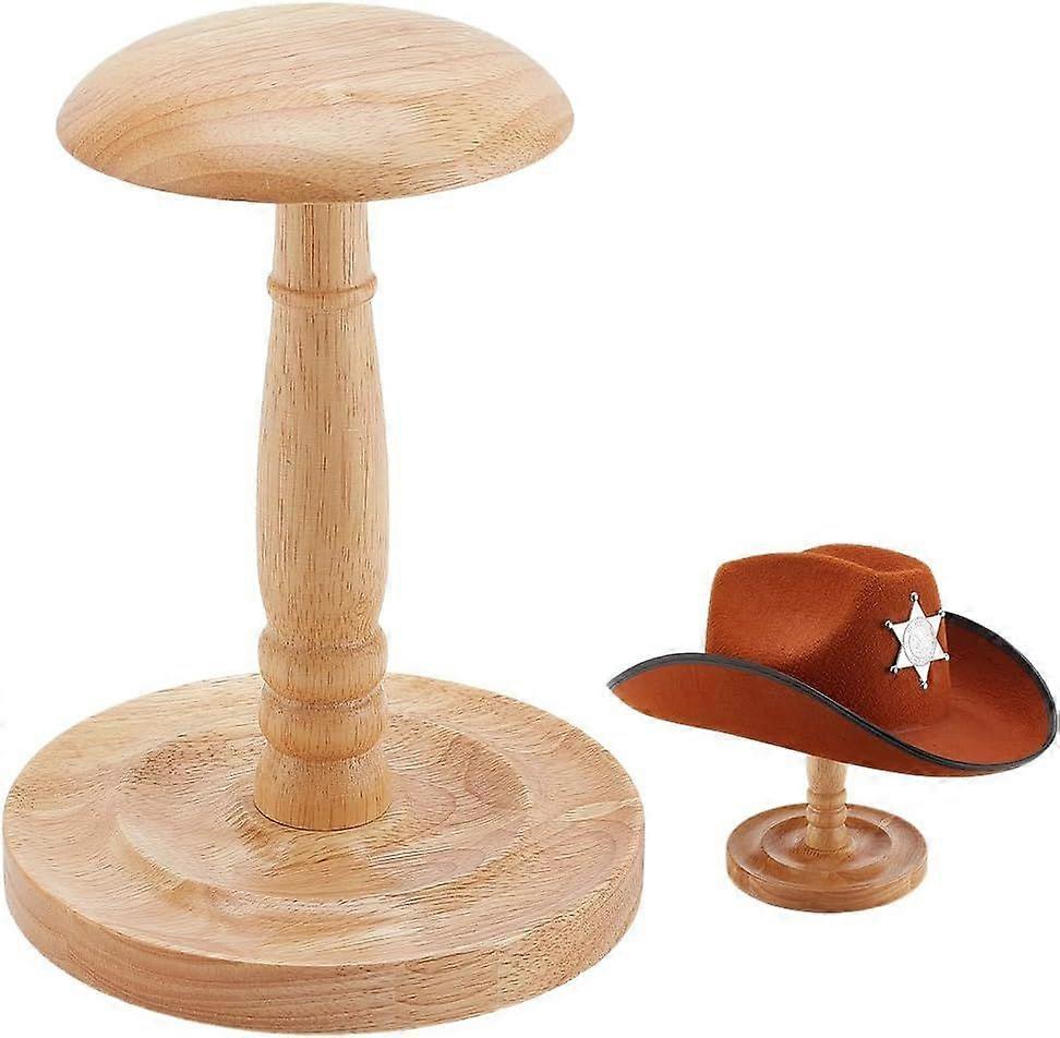 Wood Hat Stand Tabletop Cap Display Cowboy Hat Holder Wig Display Rack Dome Shape Hats Rack Rustic Hats Storage for Baseball Cap Showcase Store Retail