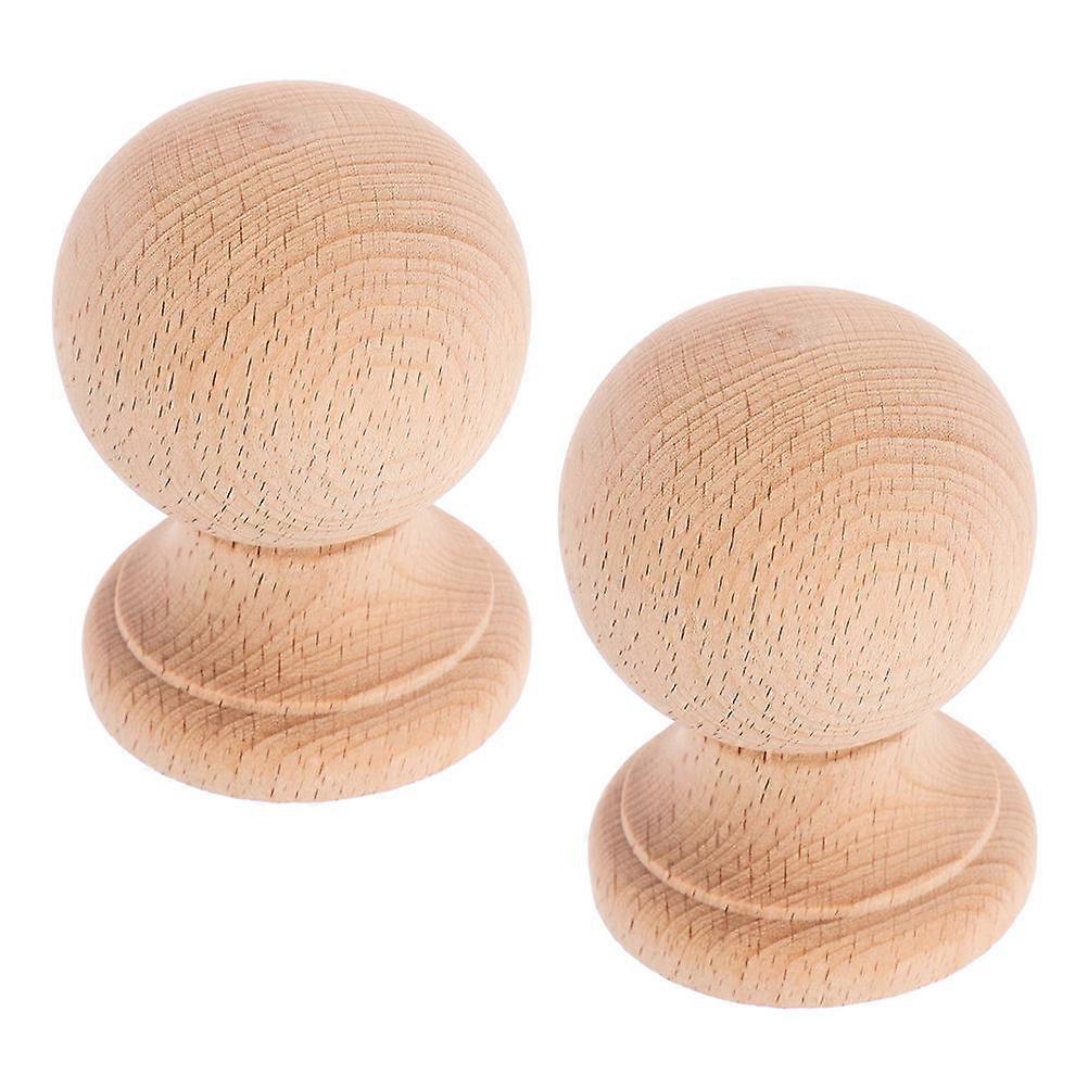 Khaki Wood Decorative Finials for Indoor Staircase Posts 2Pcs