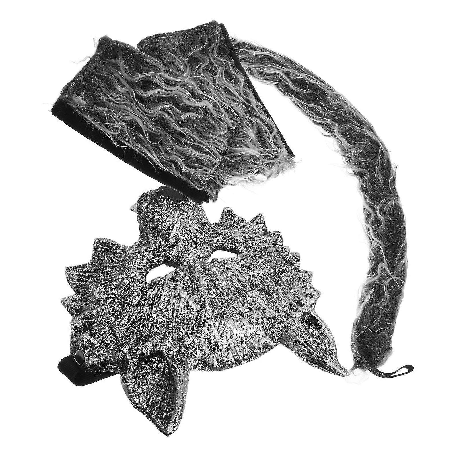 Wolf Cosplay Costume Wolf Prop for Party Use 1Set Stylish Silver Set