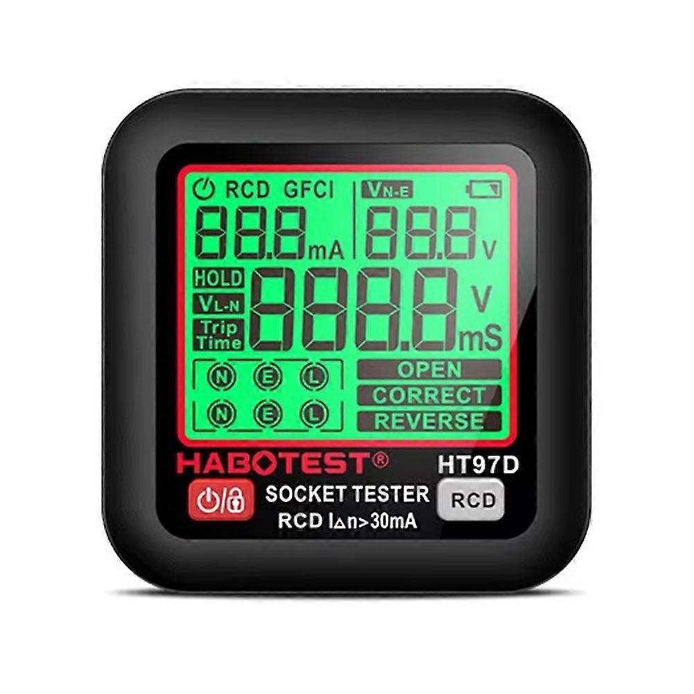 HABOTEST Digital Socket Tester EU Voltage Test Socket Detector Detector with Backlit Screen Leakage Protection Detection EU Plug